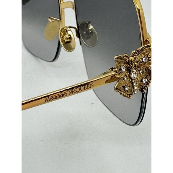 ALEXANDER MCQUEEN square women's sunglasses + hard case 57mm AM0371S Gold/Gray - Picture 8 of 13